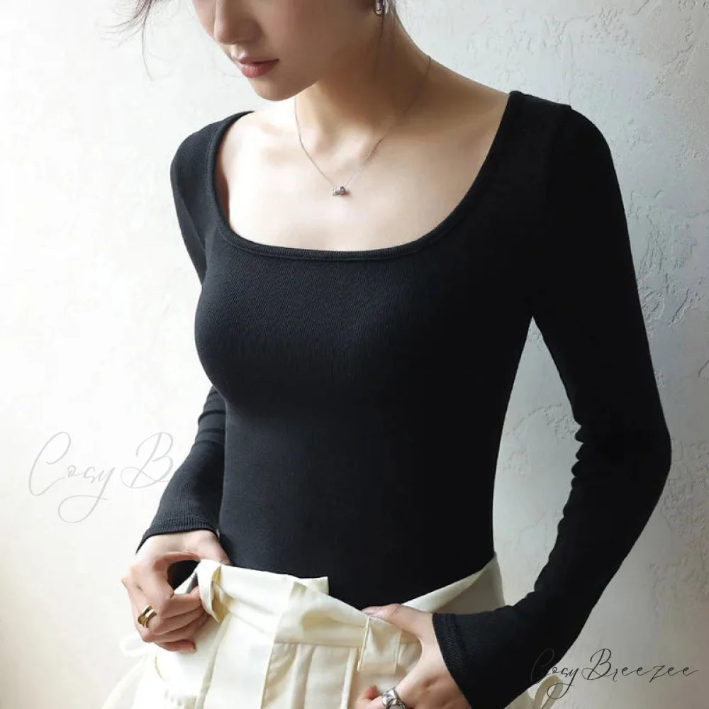 Low Neck Undercoat Slim Fit Sweater Black / S swraters-241228