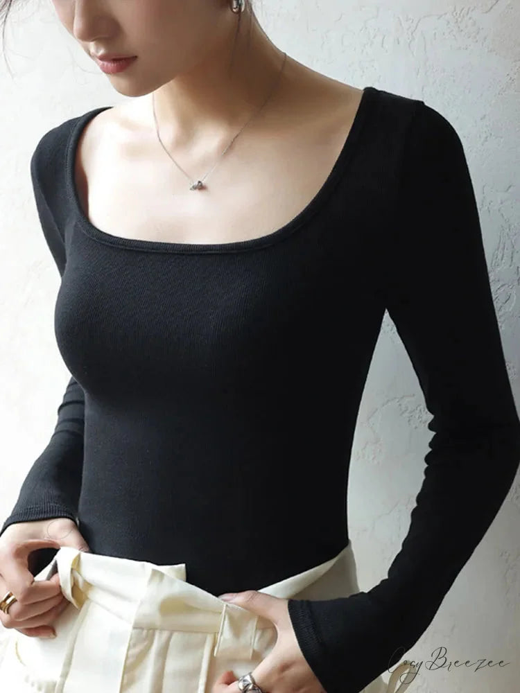 Low Neck Undercoat Slim Fit Sweater swraters-241228