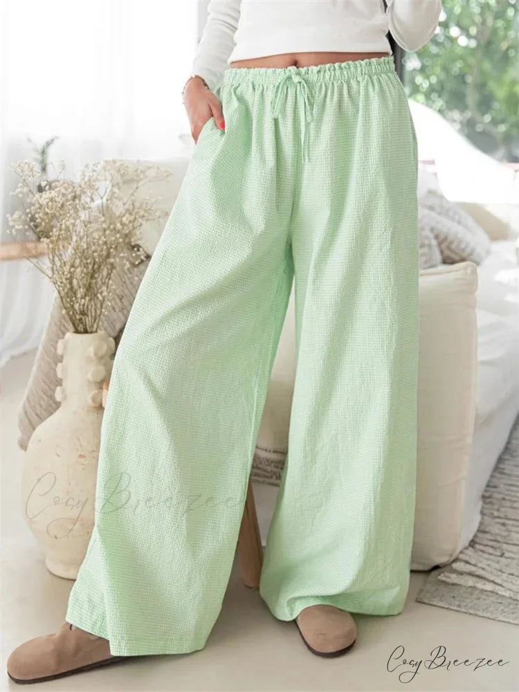 Low-Waist Solid Shade Relaxed Casual Street Pant GREEN / S pant-250223