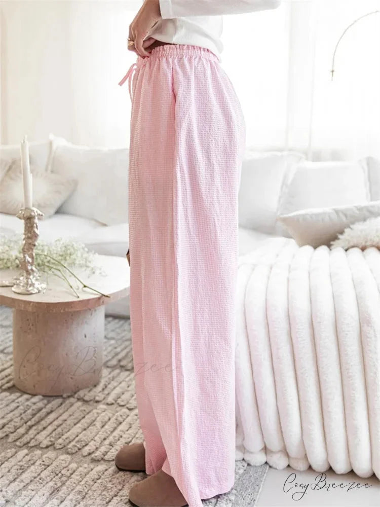Low-Waist Solid Shade Relaxed Casual Street Pant PINK / S pant-250223