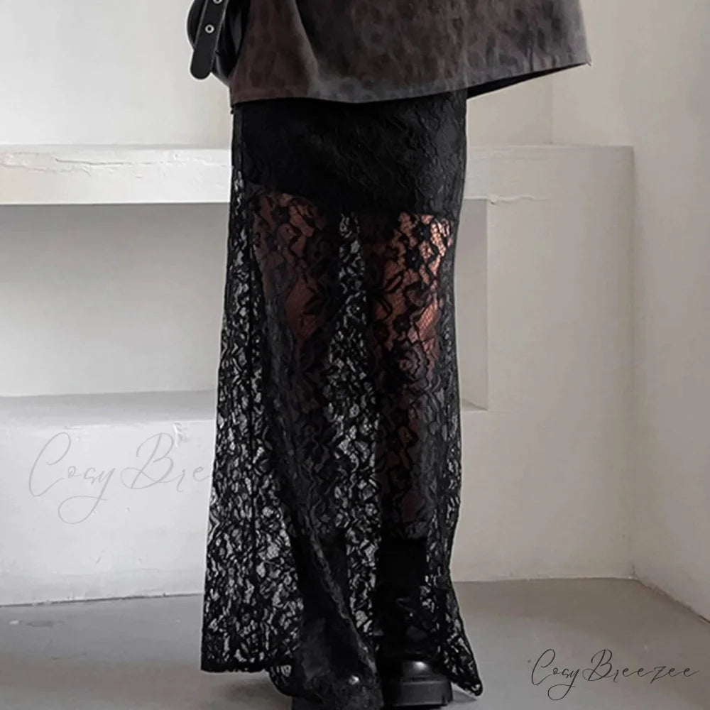 Low Waist Transparent Skirt Black / S skirts-250223