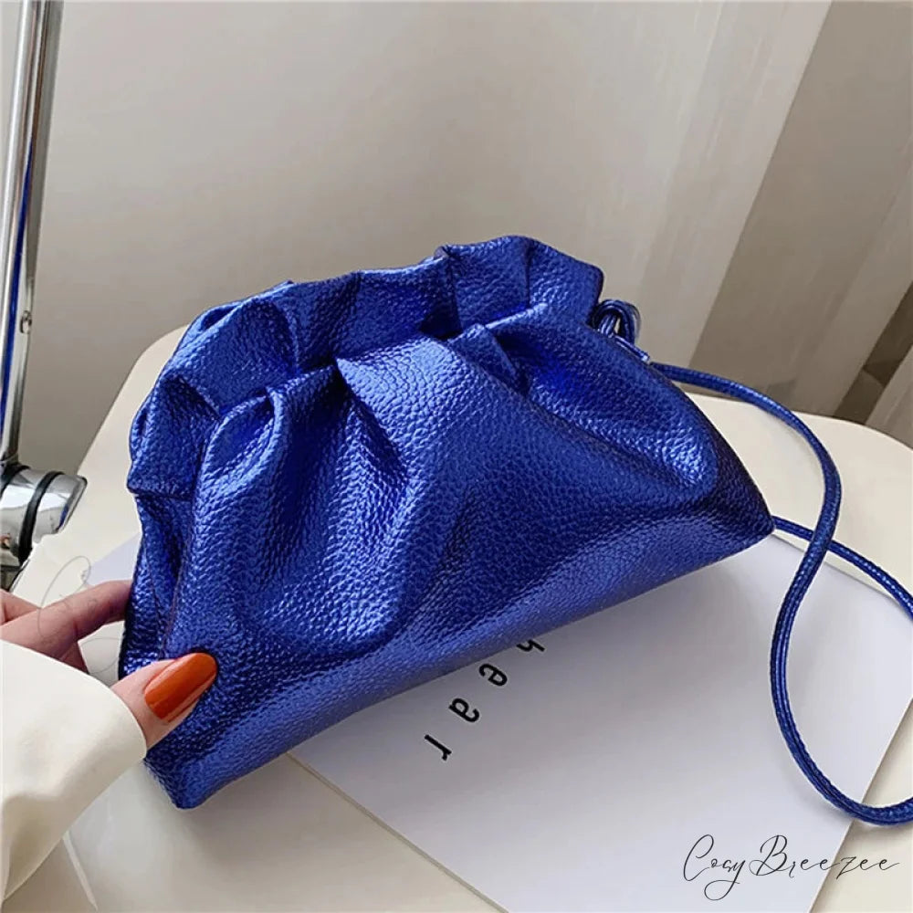 Luxurious Gold Cloud Silver Crossbody Clutch Handbag Blue handbag-250126