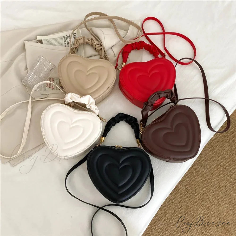 Luxurious Quilted PU Leather Heart Crossbody crossbody-250126