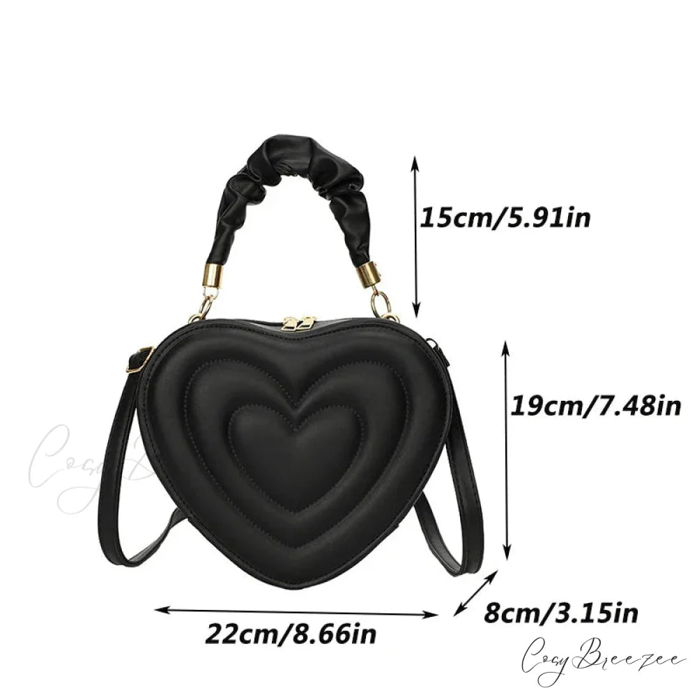 Luxurious Quilted PU Leather Heart Crossbody crossbody-250126