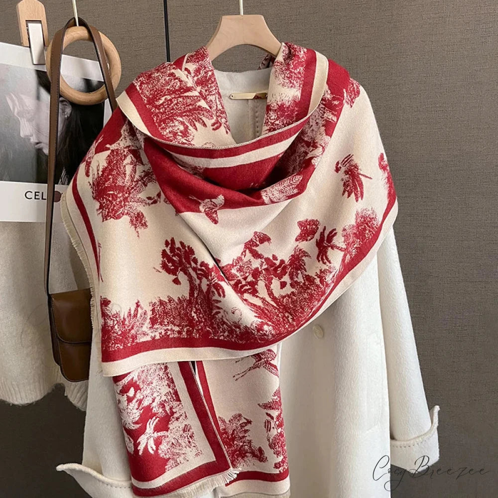 Luxurious Winter Cashmere Pashmina Scarf red scarf-241228