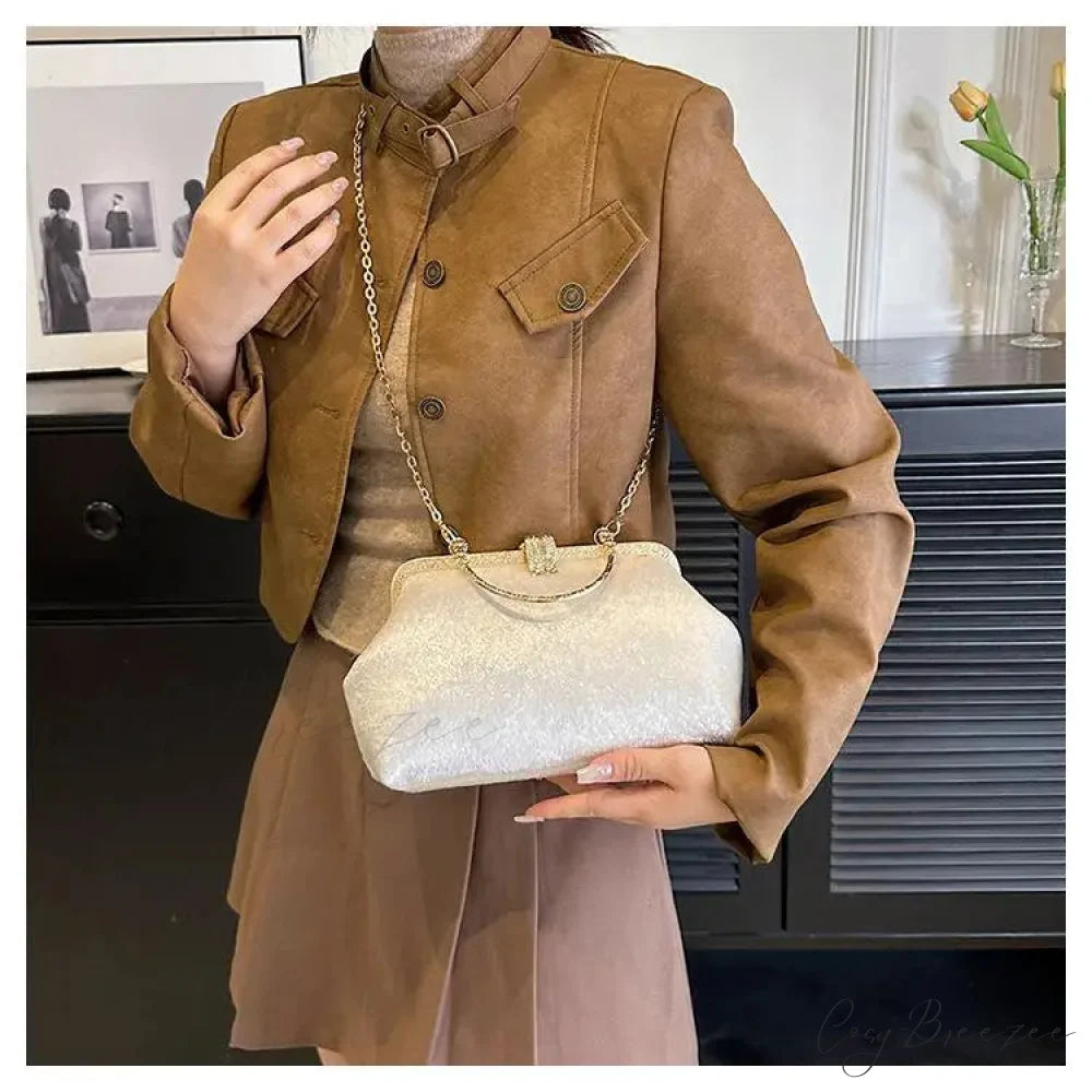 Luxury Banquet Wedding Clutch Beige clutchbag-250126