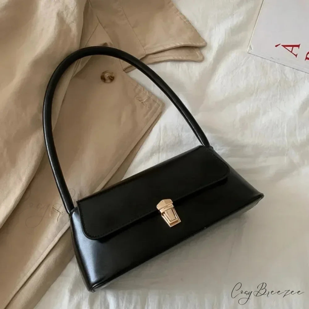 Luxury Brand Solid Color Crossbody Bag Black shoulder-250126