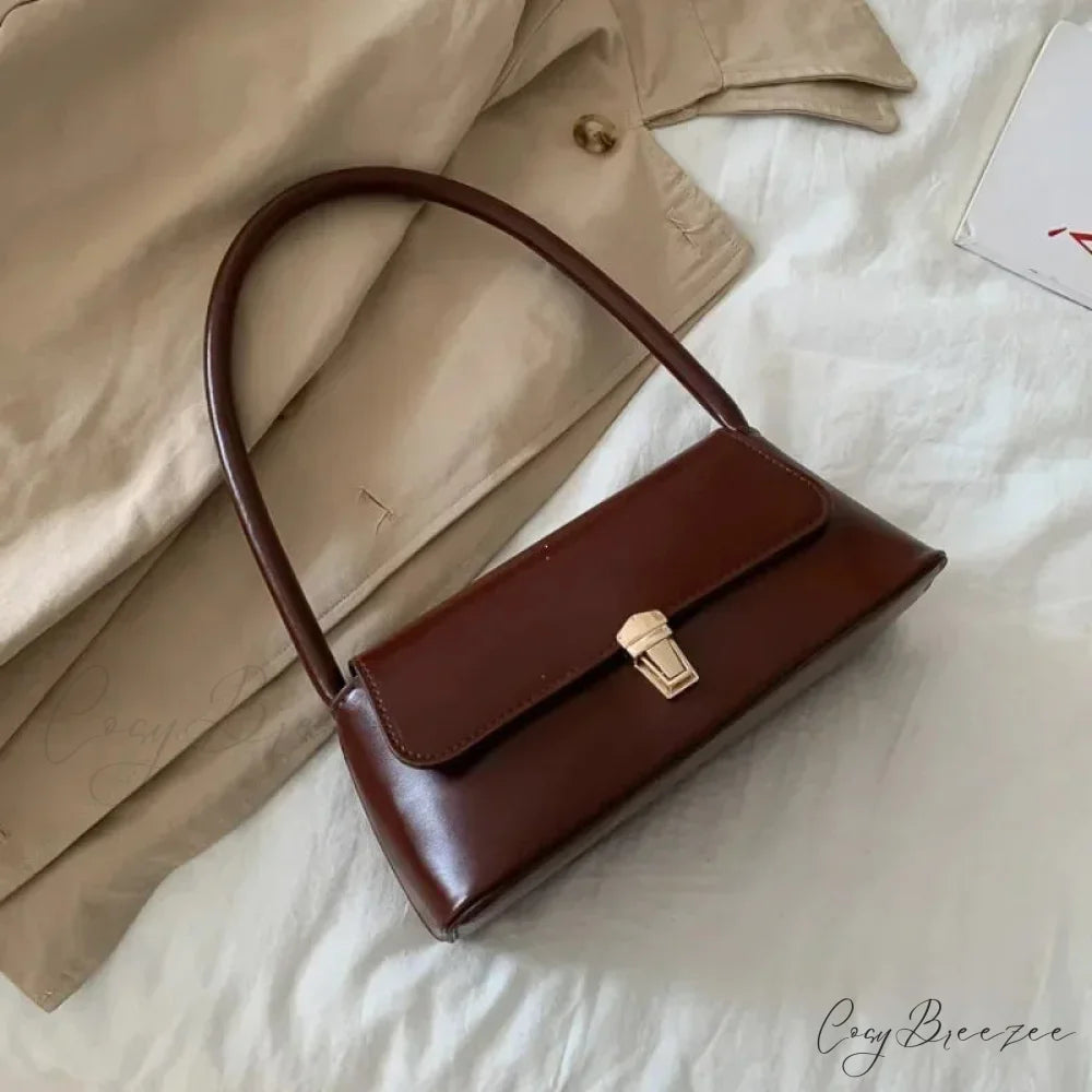 Luxury Brand Solid Color Crossbody Bag DarkBrown shoulder-250126