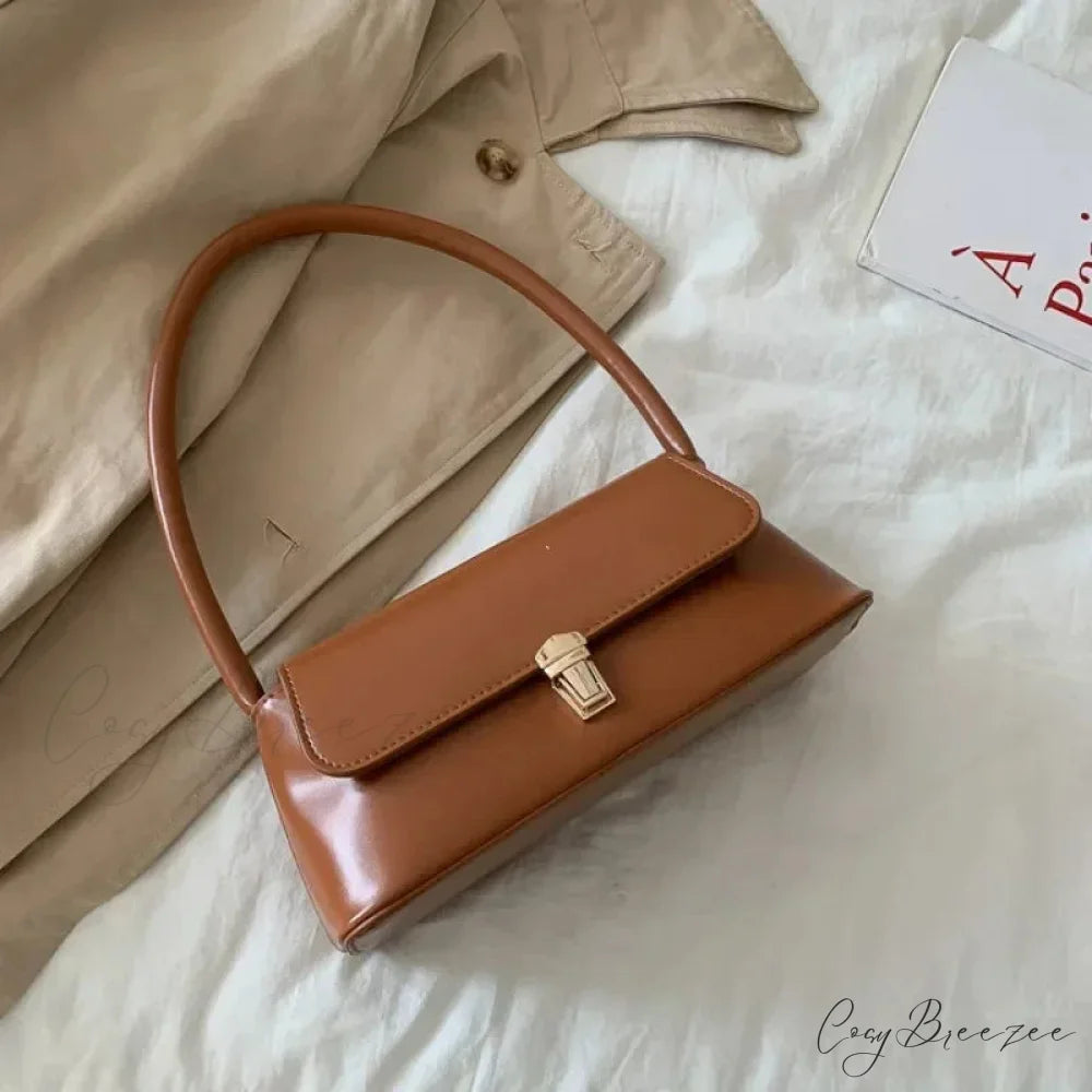 Luxury Brand Solid Color Crossbody Bag LightBrown shoulder-250126