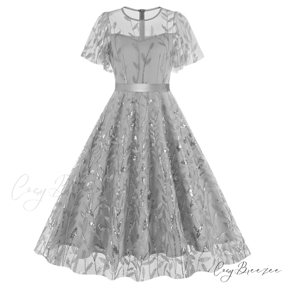 Luxury Deep V-Neck High-Waisted Lace-Up Formal Cocktail Evening Dress Blue / S