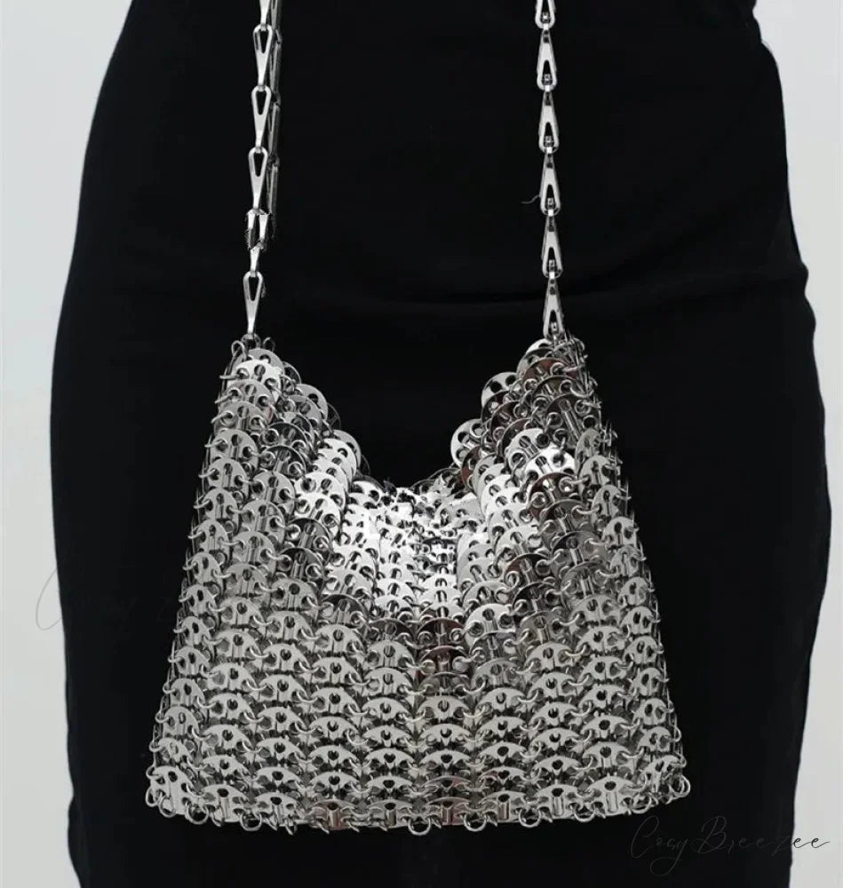 Luxury Designer Hand Woven Metal Chain Bag shoulder-250126