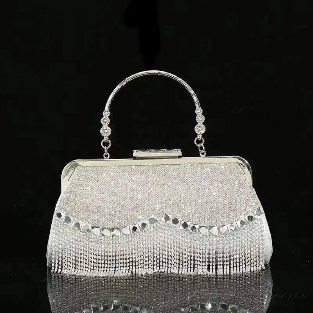 Luxury Diamond Party Wedding Clutch Silver clutchbag-250126