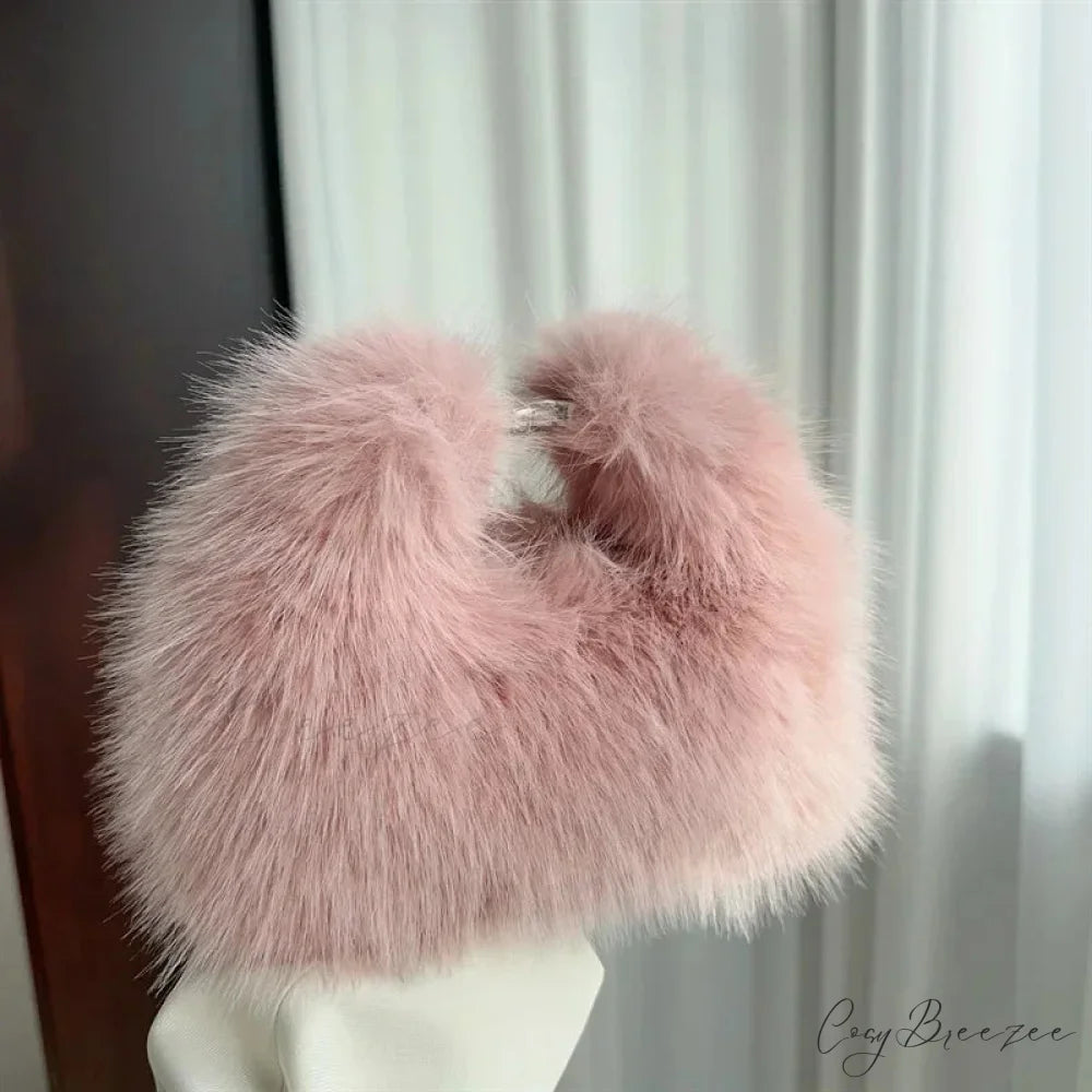 Luxury Faux Fur Evening Crossbody Clutch Handbag handbag-250126