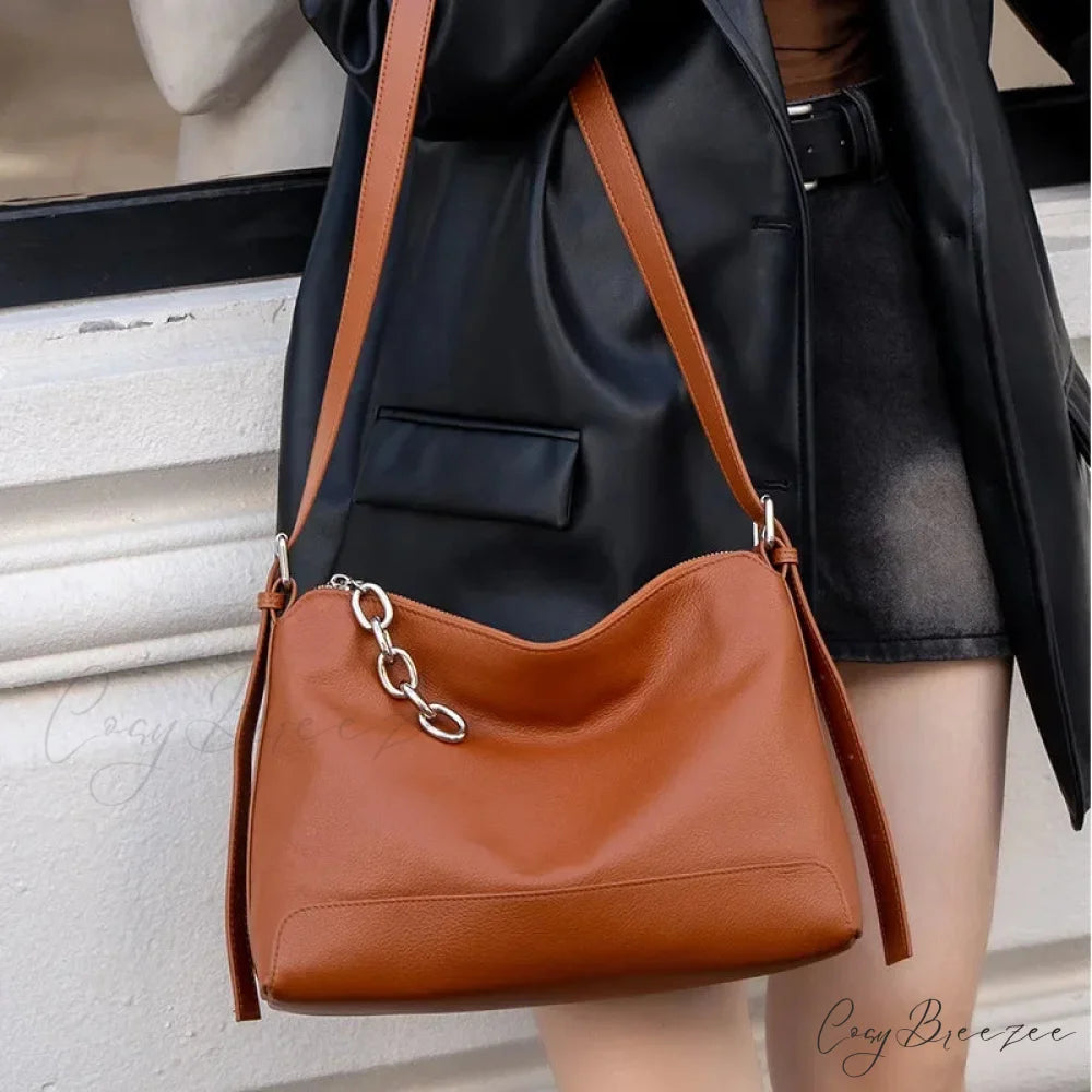 Luxury Genuine Leather Versatile Hobo shoulder-250126