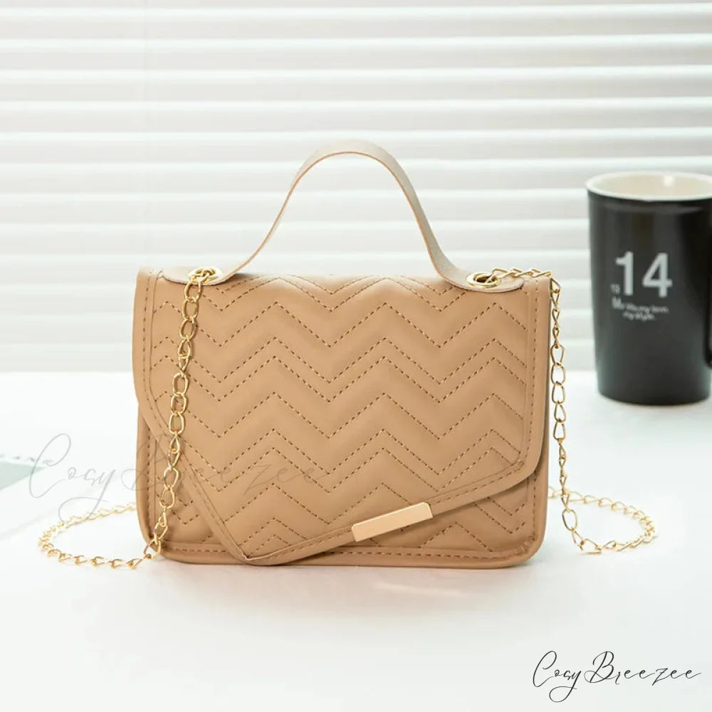 Luxury Messenger Embroidery Chain Crossbody Handbag Khaki 1 / 18cmx6cmx13cm handbag-250126