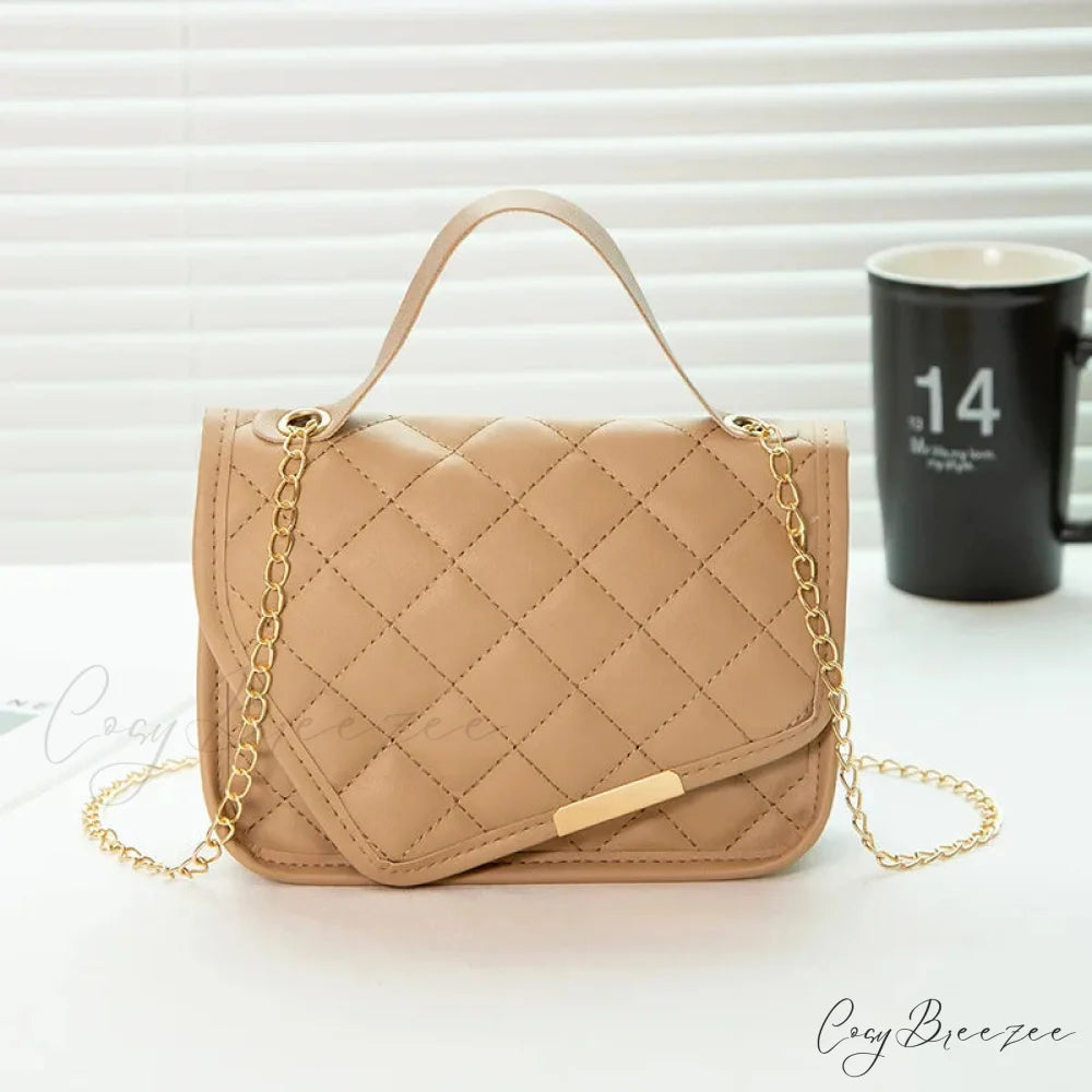 Luxury Messenger Embroidery Chain Crossbody Handbag Khaki / 18cmx6cmx13cm handbag-250126