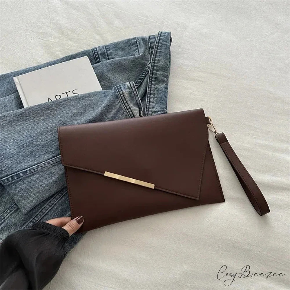 Luxury PU Leather Designer Clutch (30cm / coffee clutch bag wristlet-250126
