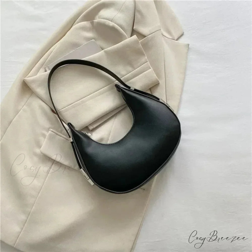 Luxury PU Leather Small Clutch Black shoulder-250126