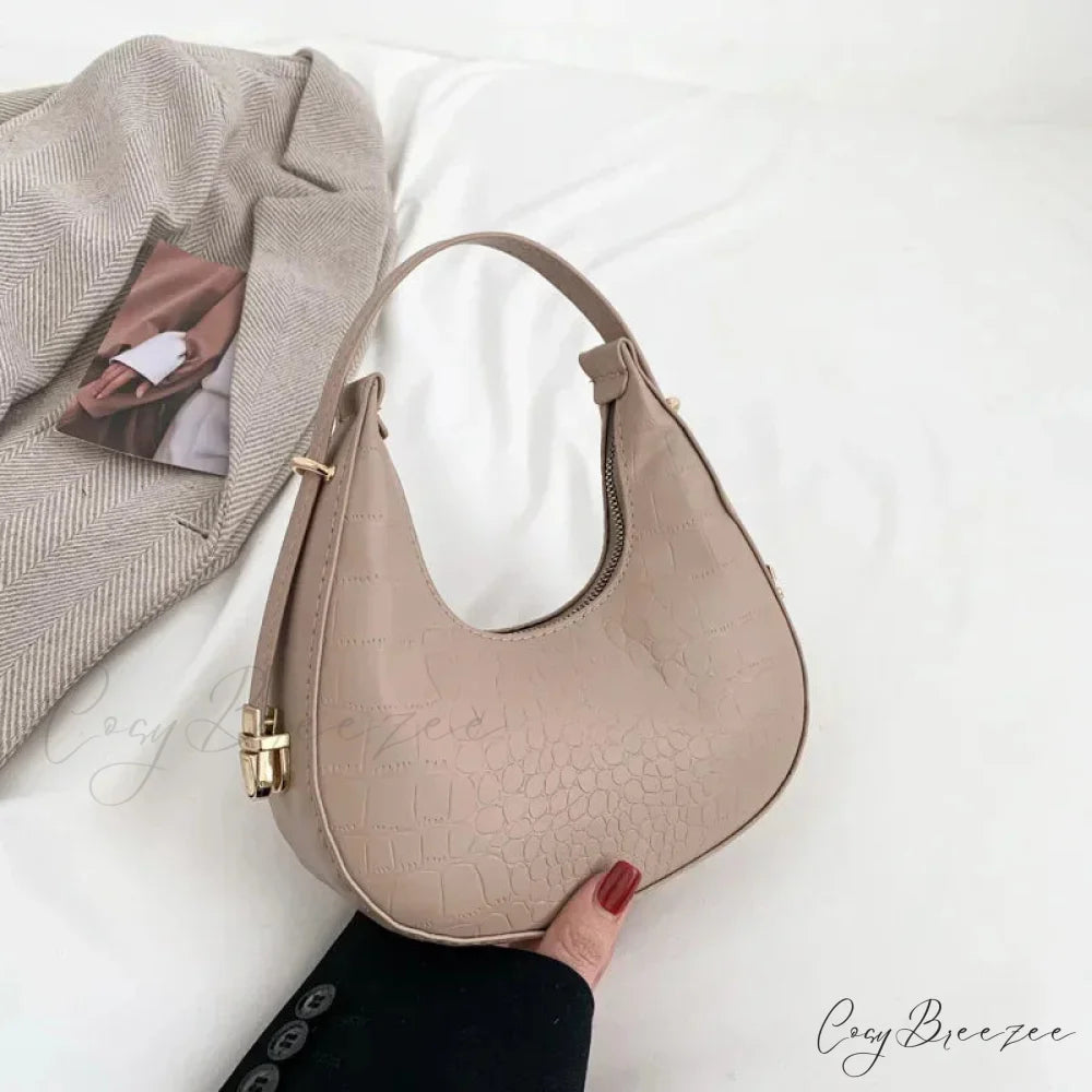Luxury PU Leather Small Clutch Khaki-Alligator shoulder-250126