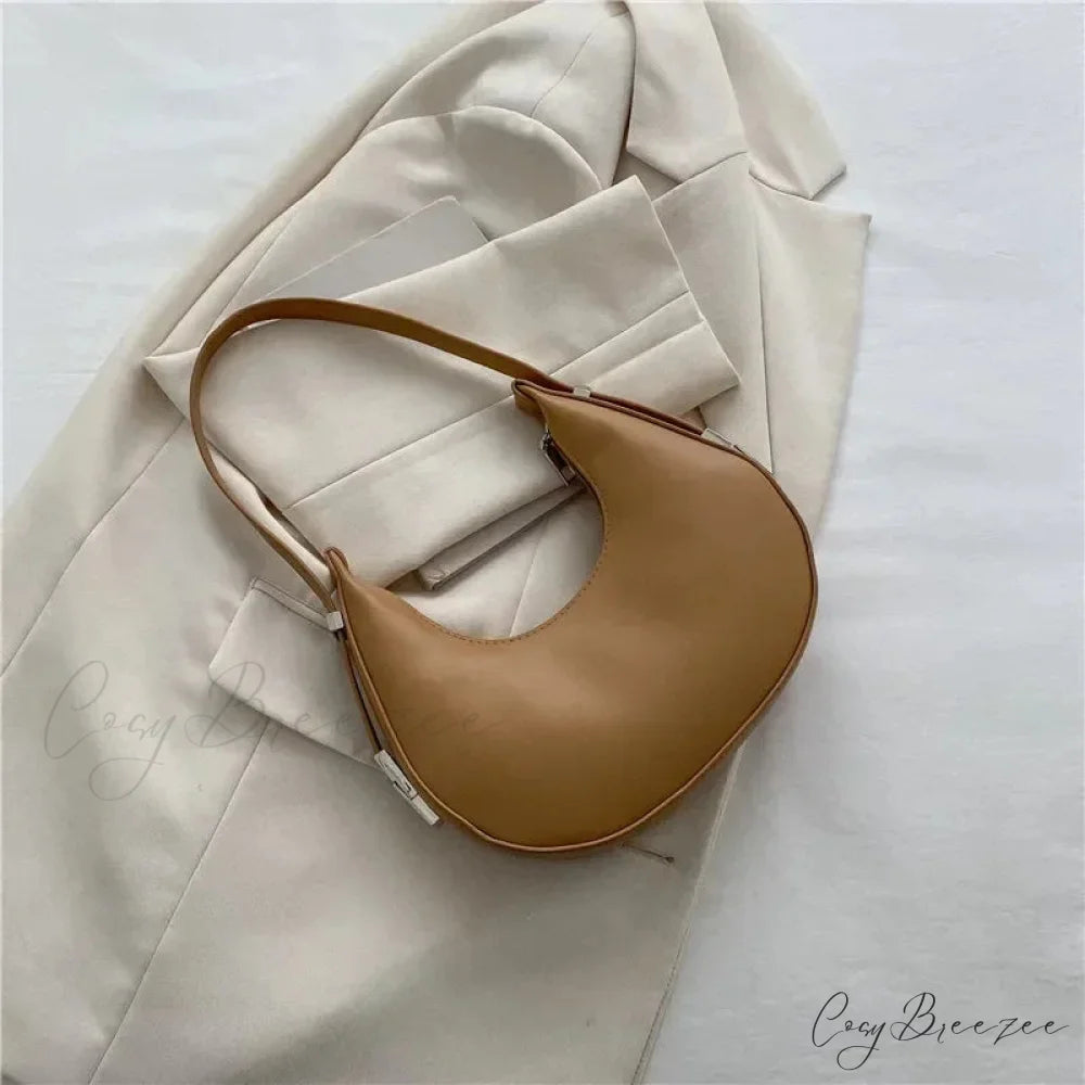 Luxury PU Leather Small Clutch Khaki shoulder-250126