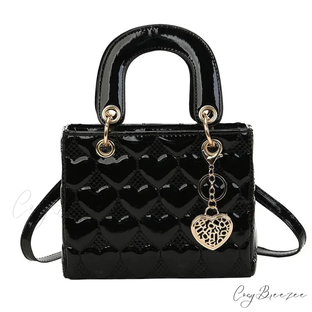Luxury Quilted Square Handle Crossbody Handbag Black handbag-250126
