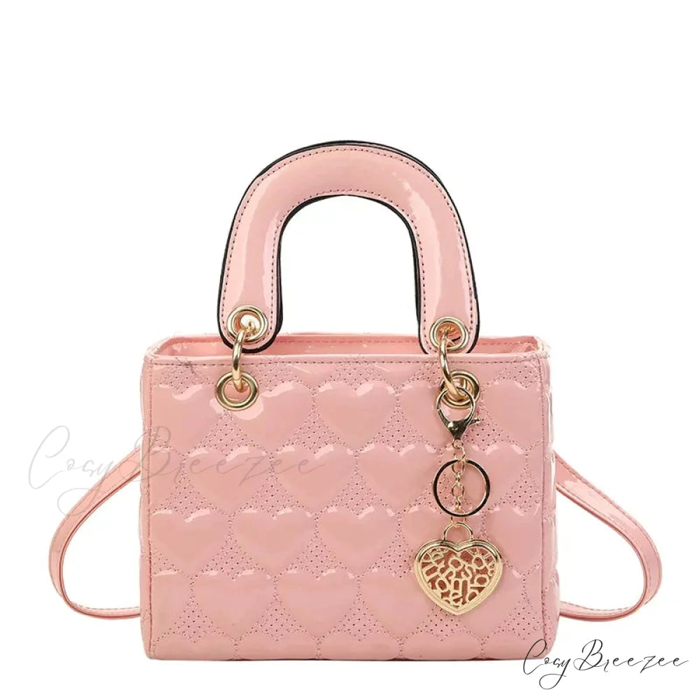 Luxury Quilted Square Handle Crossbody Handbag Pink handbag-250126