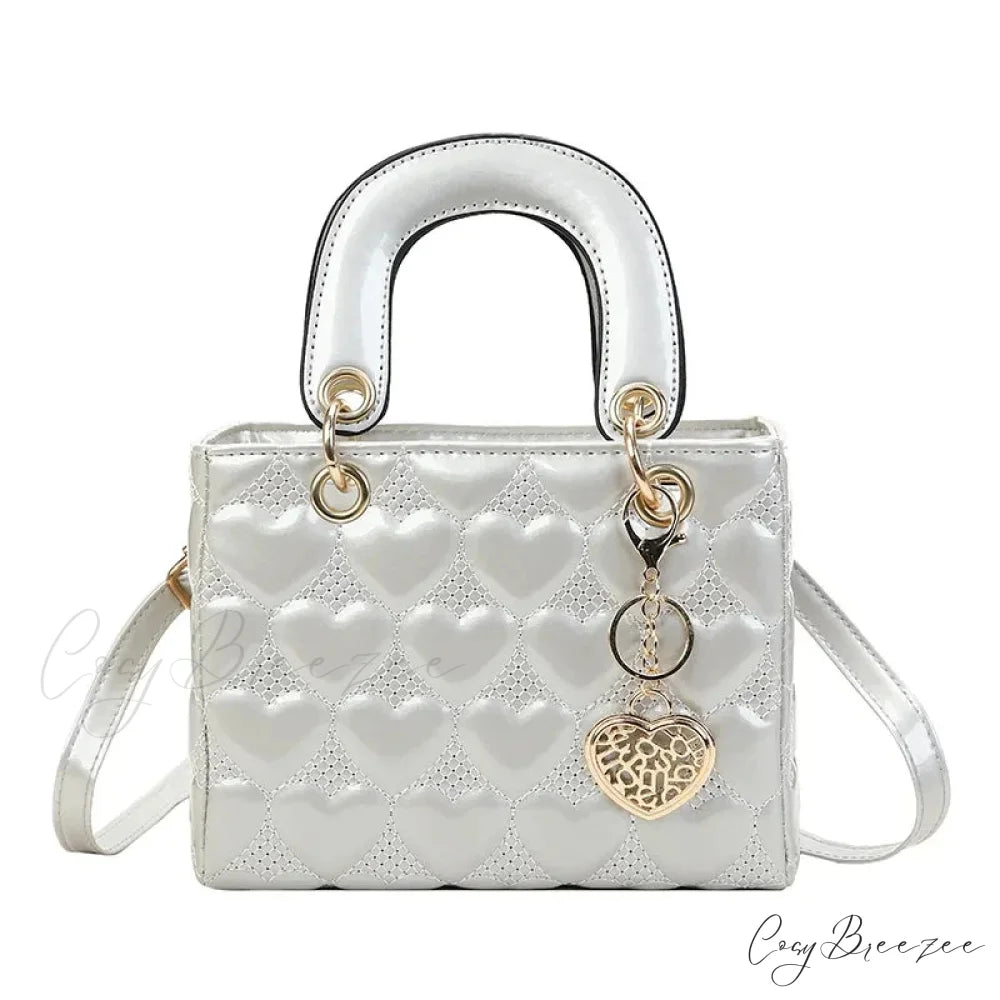 Luxury Quilted Square Handle Crossbody Handbag Silver handbag-250126