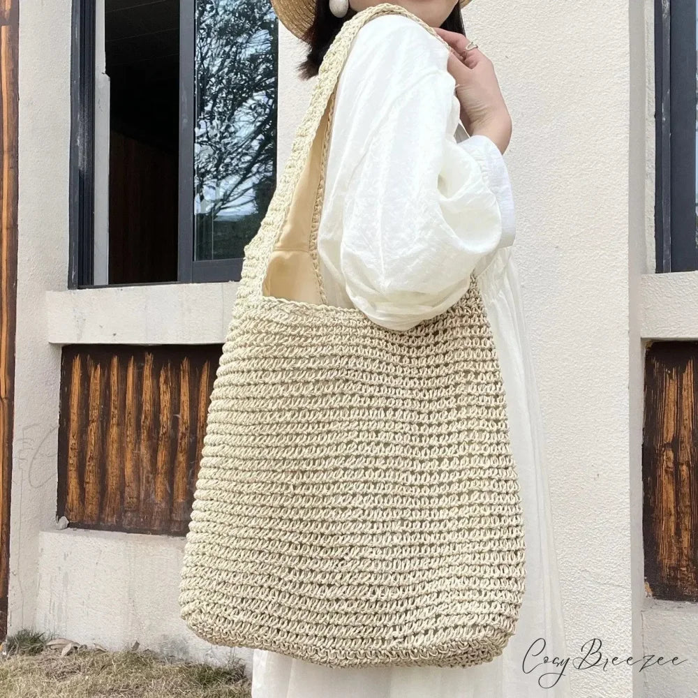 Luxury Solid PU Leather Bag Beige shoulder-250126