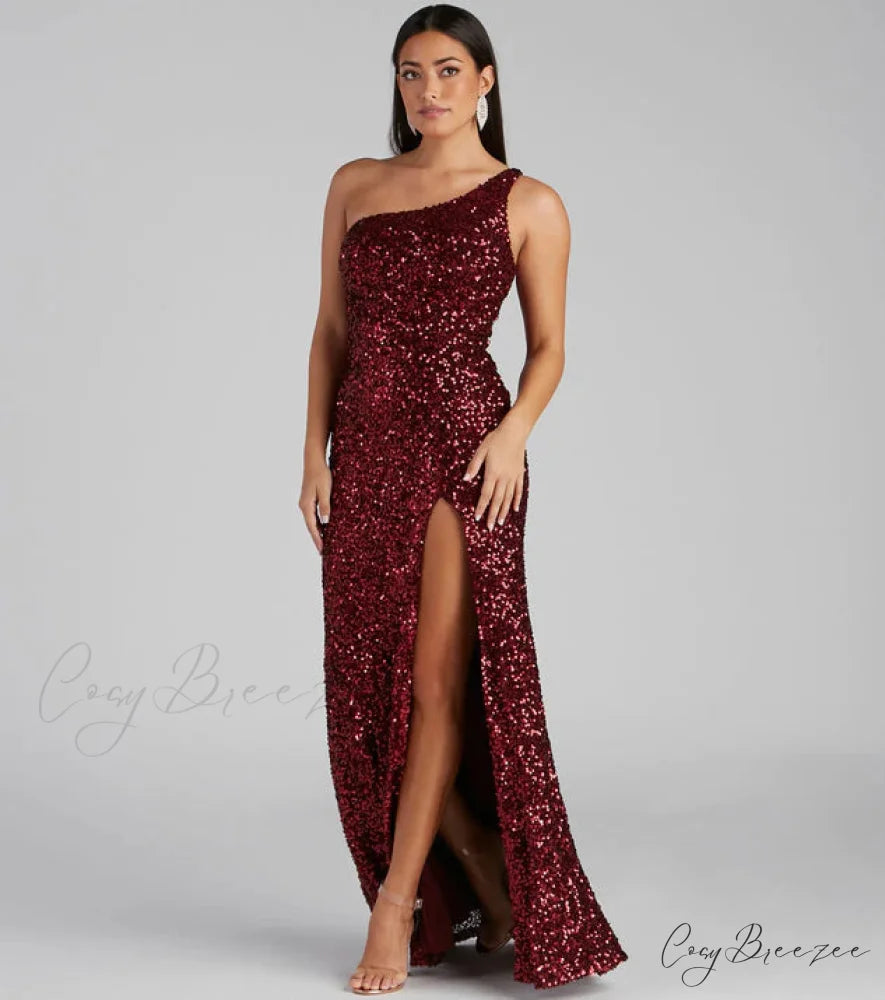 Lyla Formal One Charming Shoulder Sequin Dress