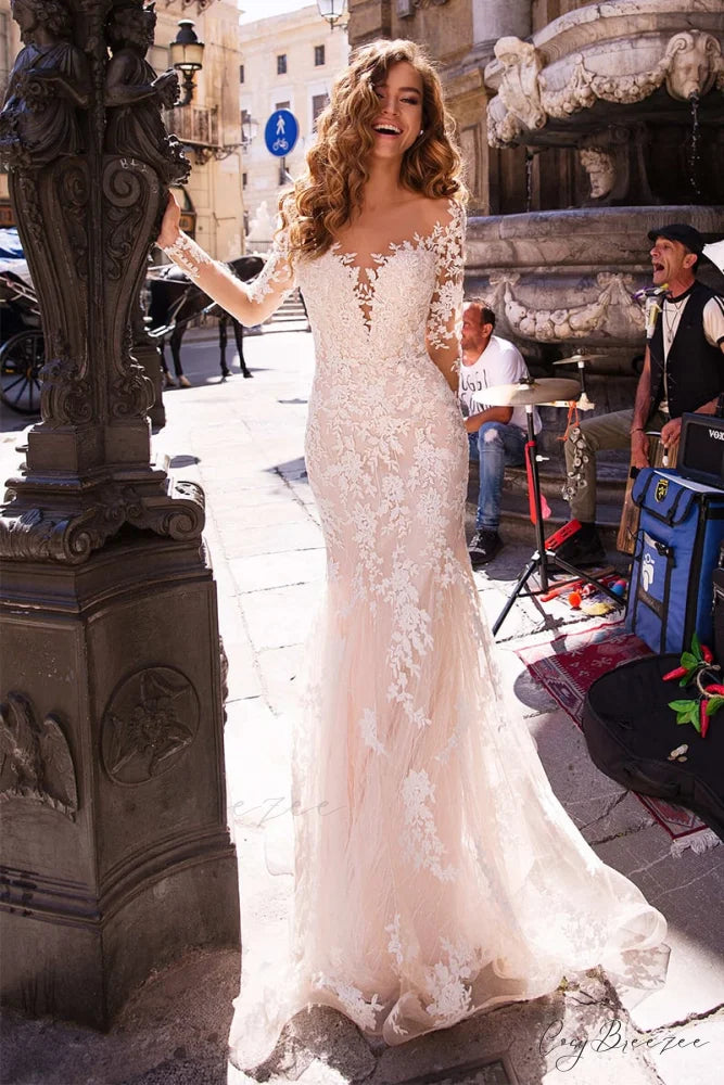 Maggie Long Sleeve Trendy Mermaid Wedding Dress