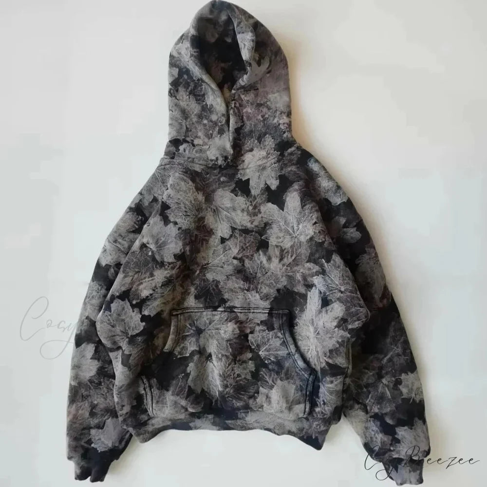 Maple Leaf Graphic Pullover Hoodie black / S hoodies-241228