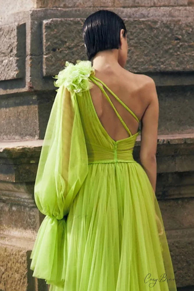Marchesa Illusion One-Shoulder Trendy Tulle Maxi Dress