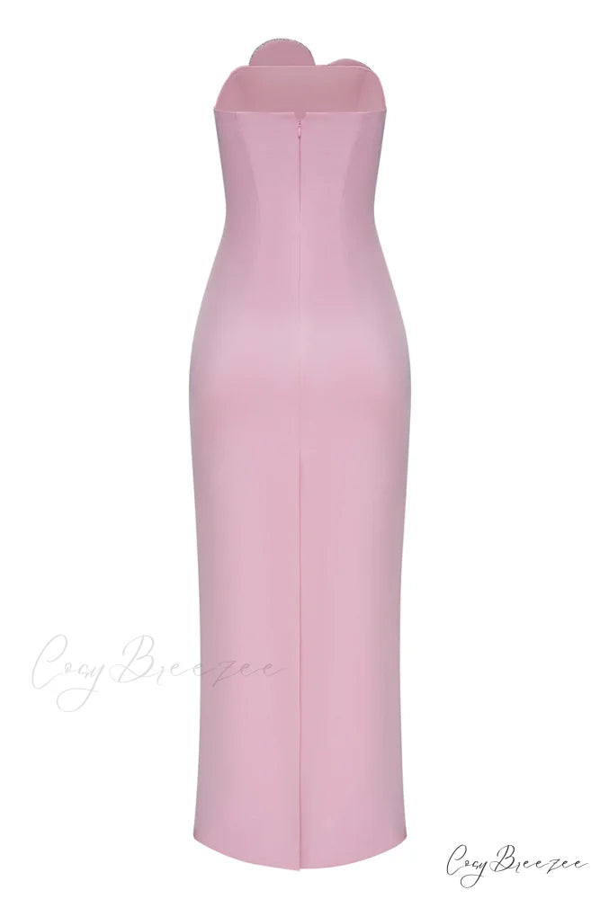Marchesa Strapless Graceful Maxi Dress
