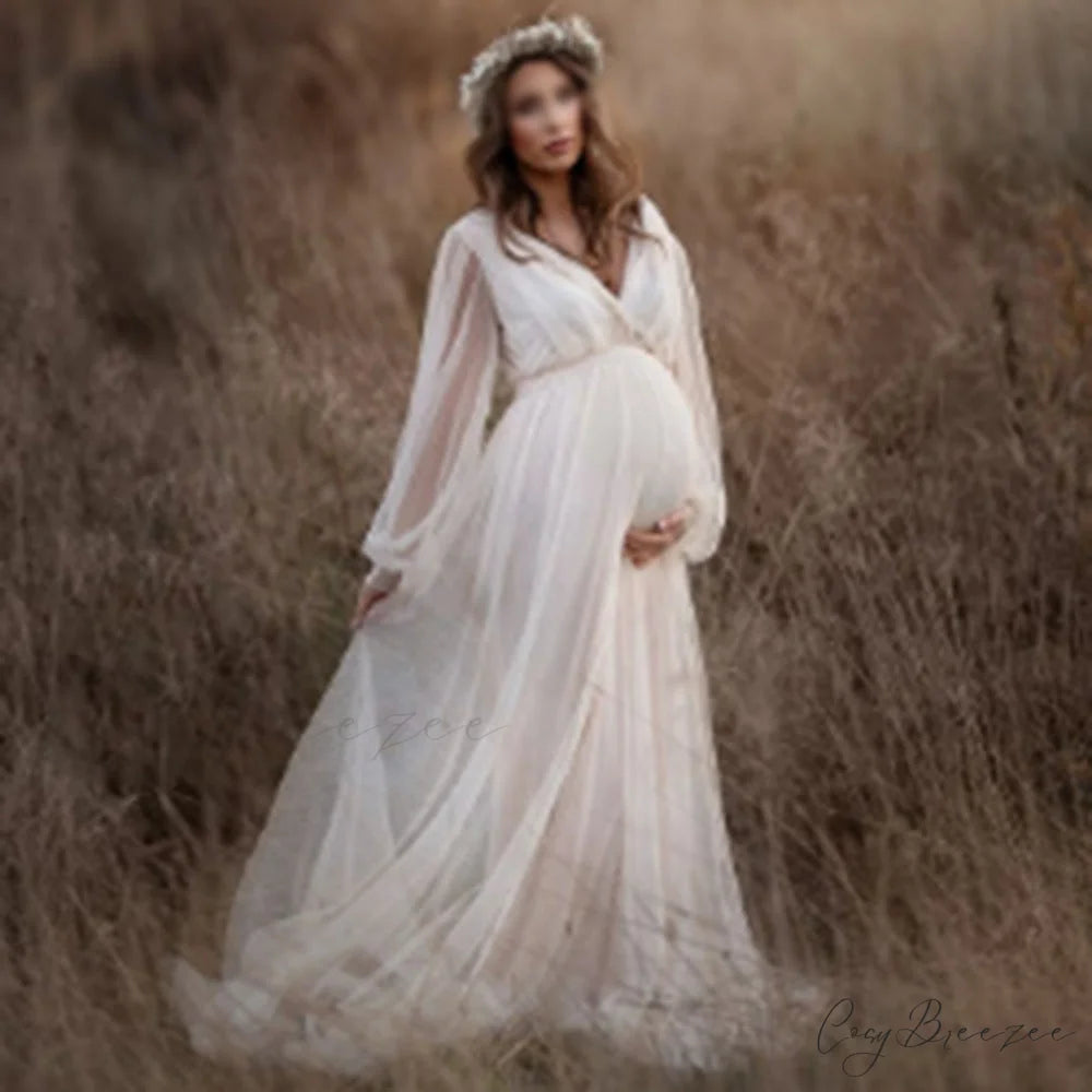 Maternity Plus Size Long Mesh Dress for Women