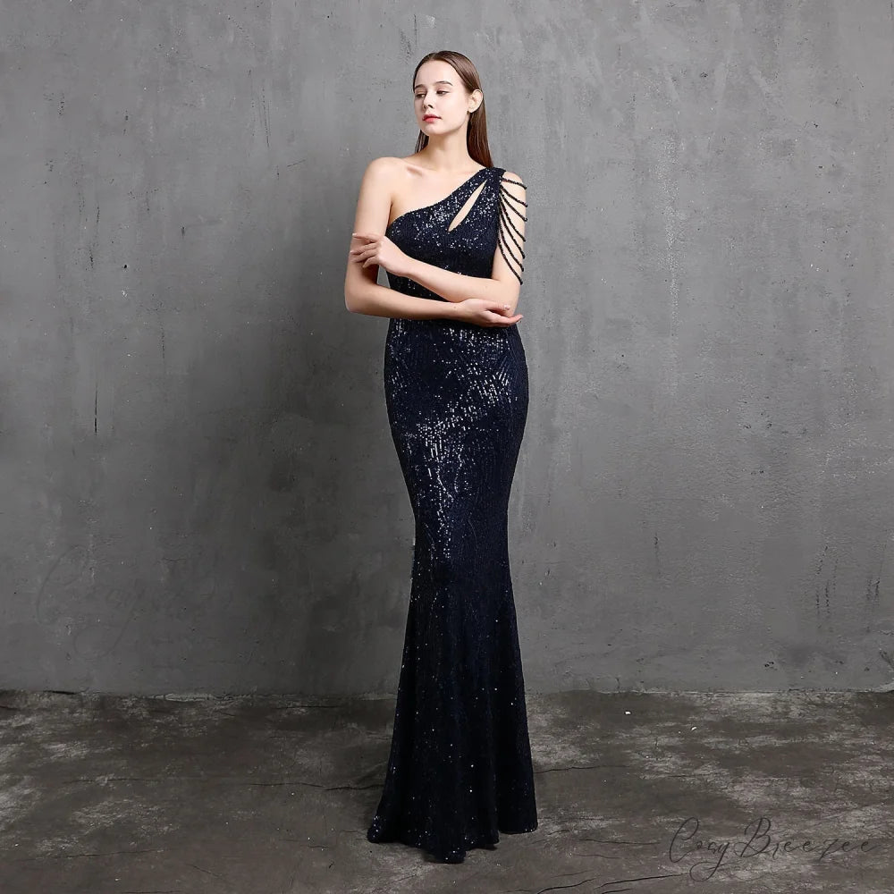 Mayven One Stylish Shoulder Formal Dress NAVY / XS