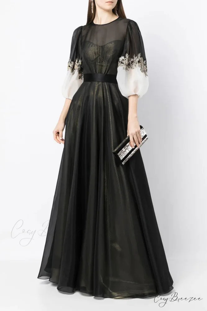 Medeline Black Graceful Maxi Dress