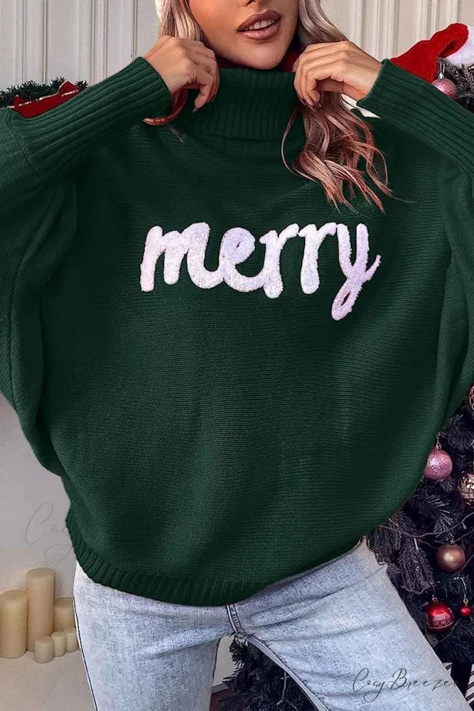 Merry Dolman Sleeve Turtleneck Knitted Sweater Green / M