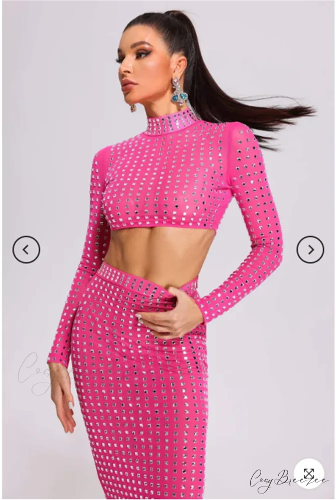 Mesh Top Skirt Sparkling Party Dress