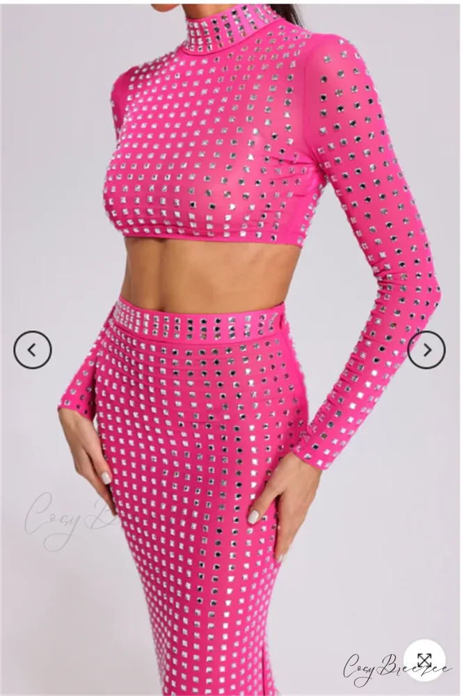 Mesh Top Skirt Sparkling Party Dress