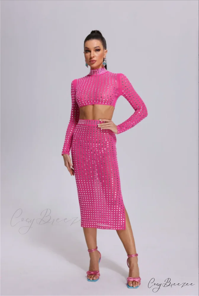 Mesh Top Skirt Sparkling Party Dress