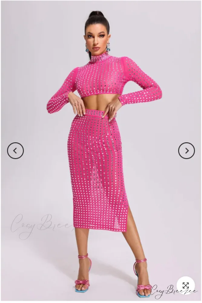 Mesh Top Skirt Sparkling Party Dress