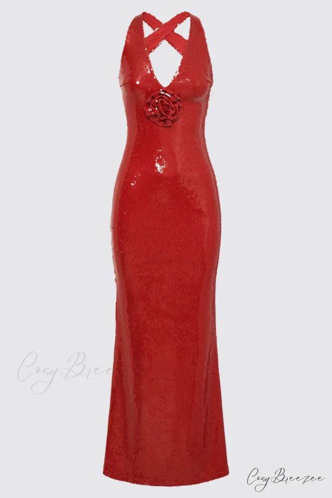 Mesmerizing Arrival Backless Trendy Sequin Maxi Dress
