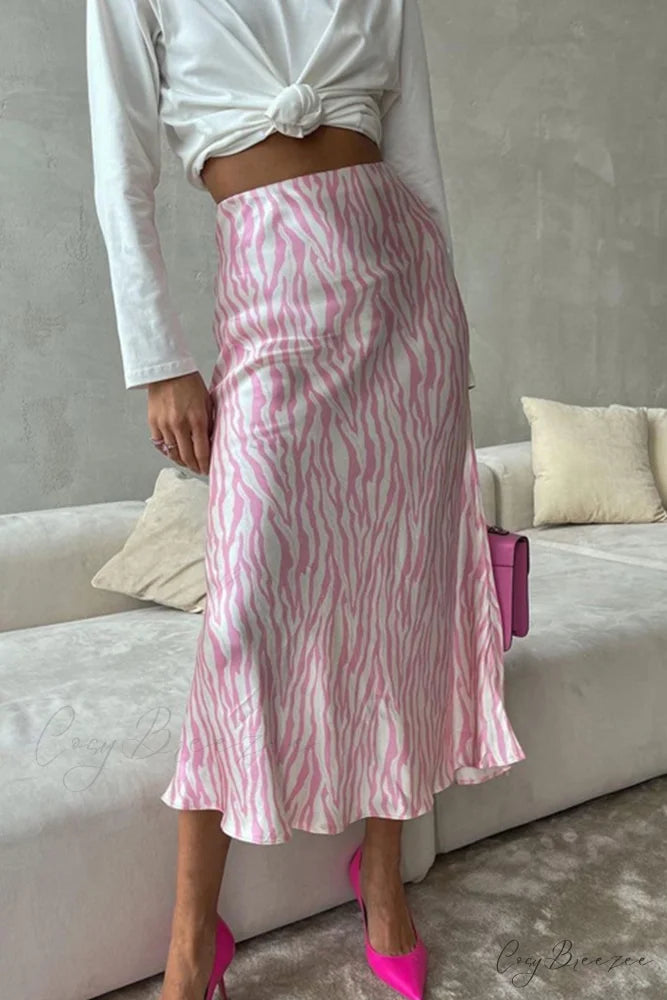 Midi Fishtail Zebra Skirt