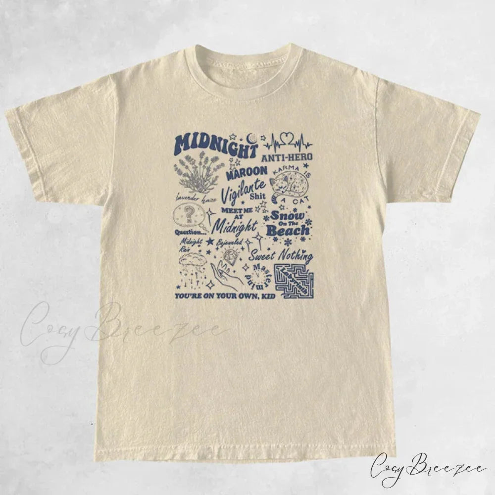 Midnights Text Stylish Graphic Tee Khaki / S