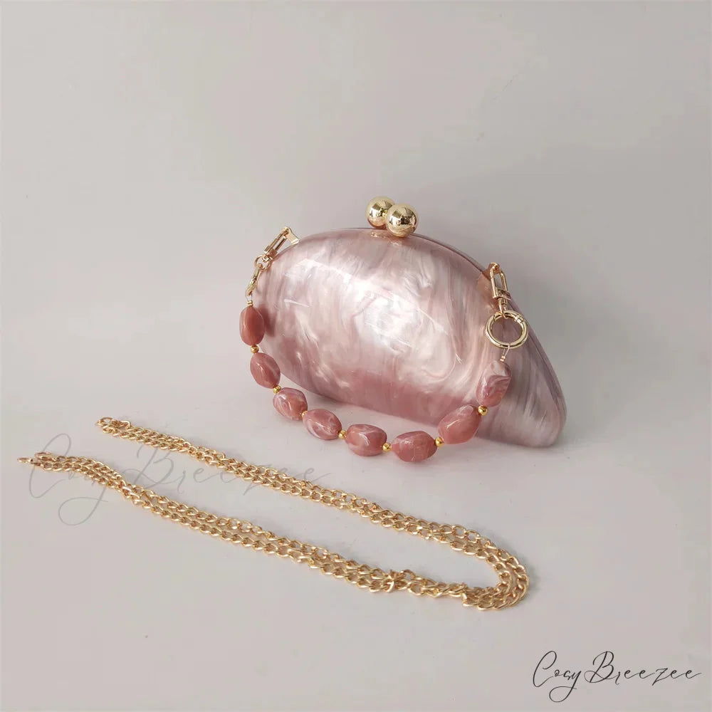 Mini Blue Light Pink Acrylic Box Clutch beaded handle clutchbag-250126