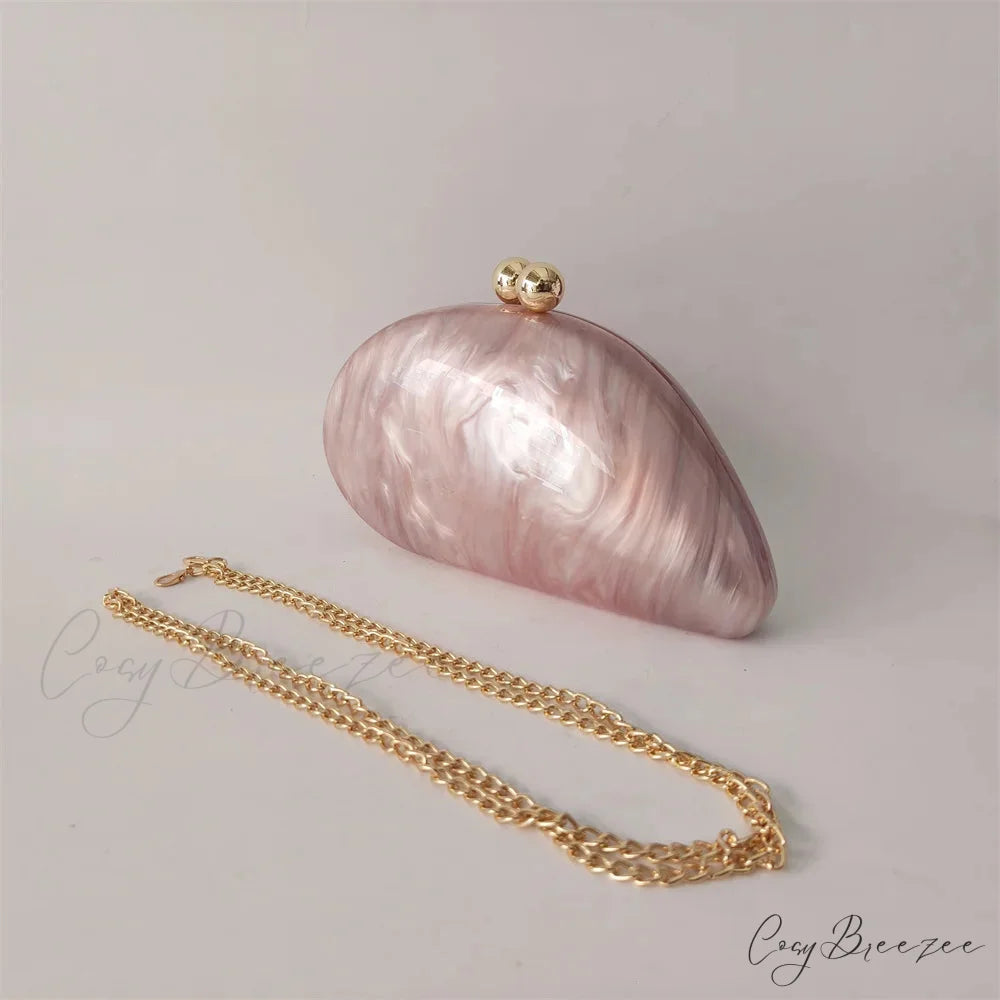 Mini Blue Light Pink Acrylic Box Clutch o shape chain clutchbag-250126