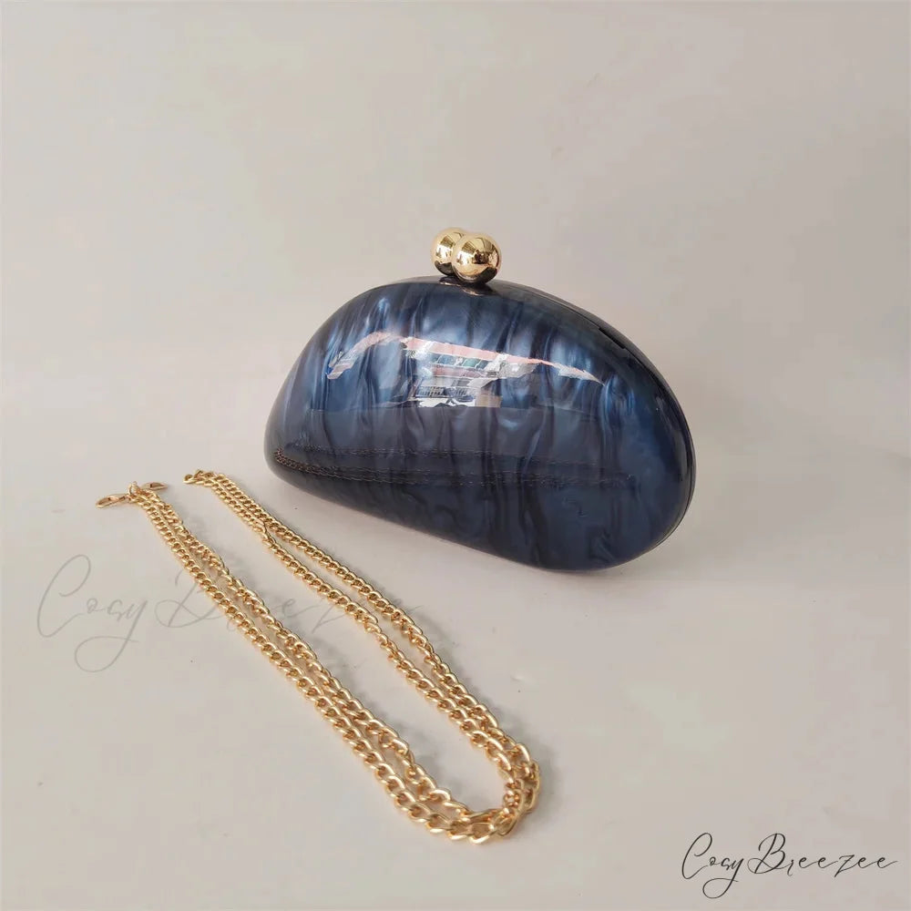 Mini Blue Light Pink Acrylic Box Clutch o shape chain3 clutchbag-250126