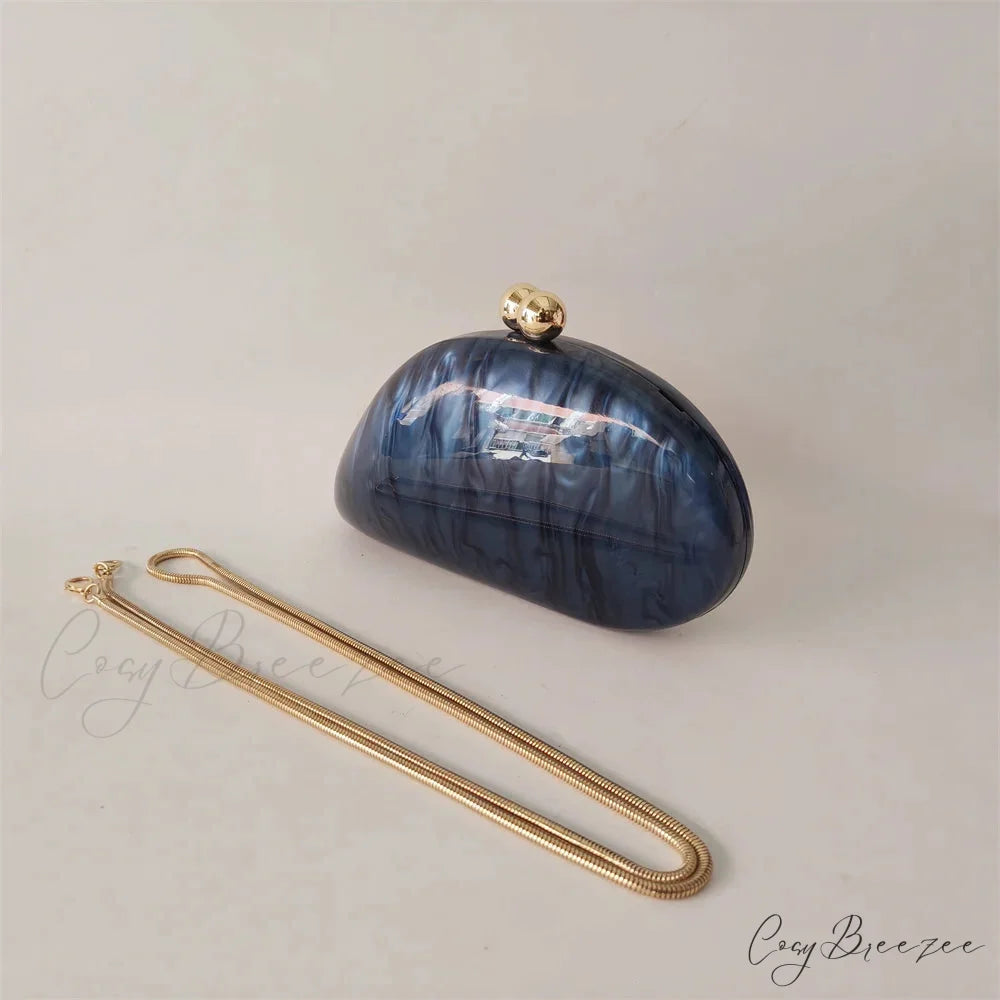 Mini Blue Light Pink Acrylic Box Clutch snake chain clutchbag-250126