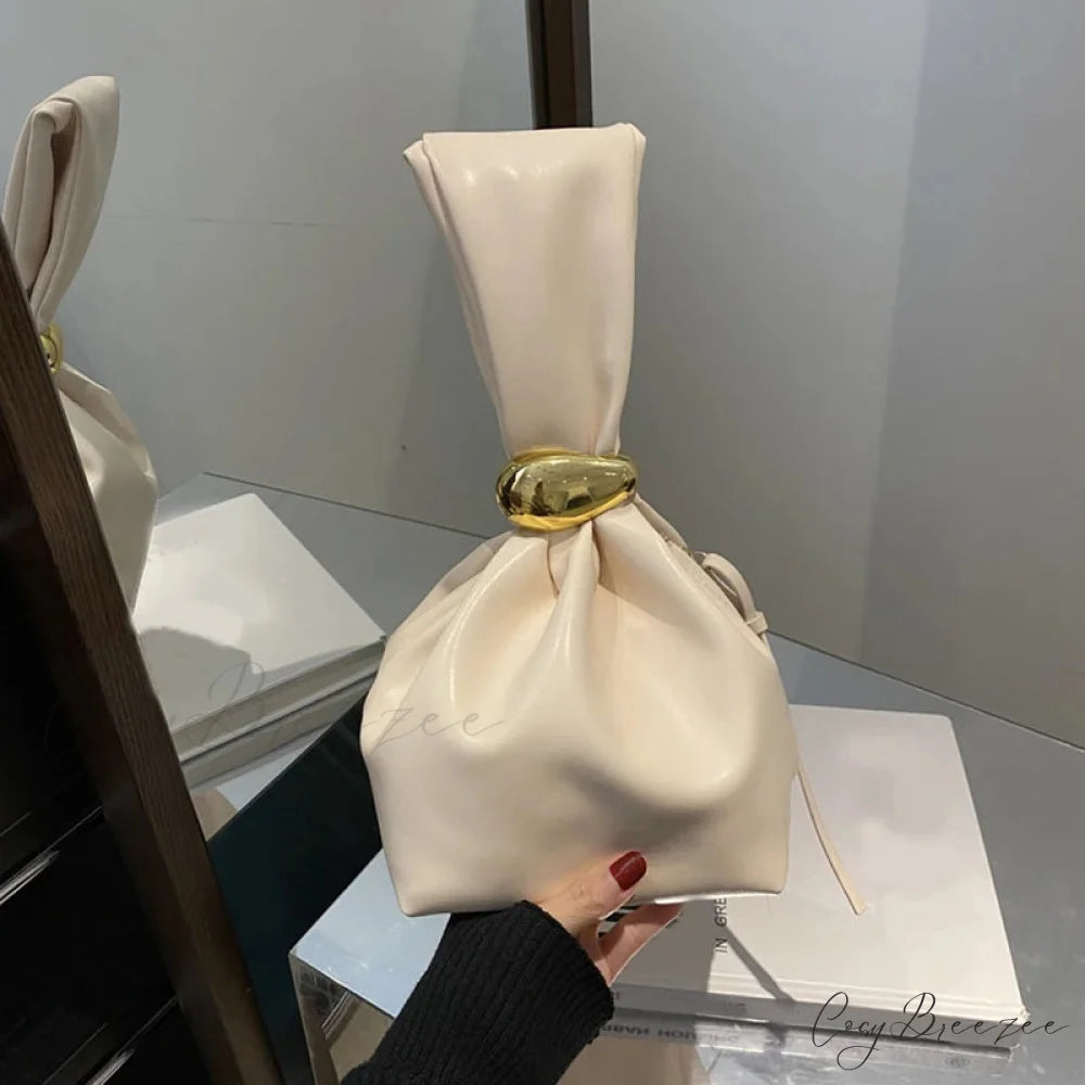 Mini Dumpling PU Leather Clutch White wristlet-250126
