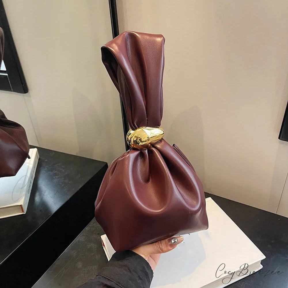 Mini Dumpling PU Leather Clutch winered wristlet-250126